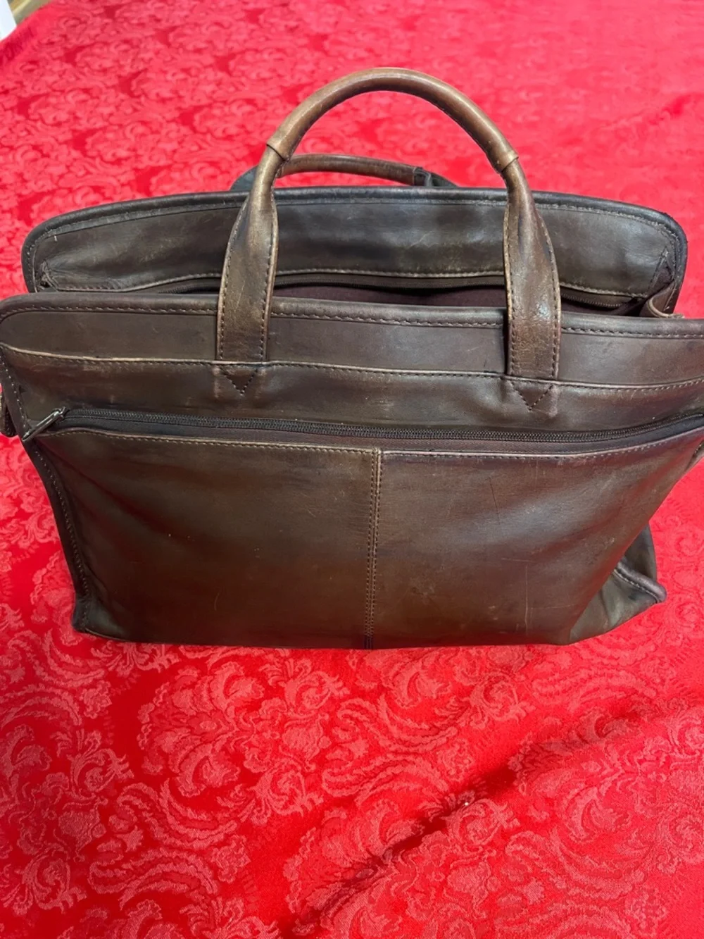 Brown Leather Briefcase Laptop Bag Business Attache Case Top Handle